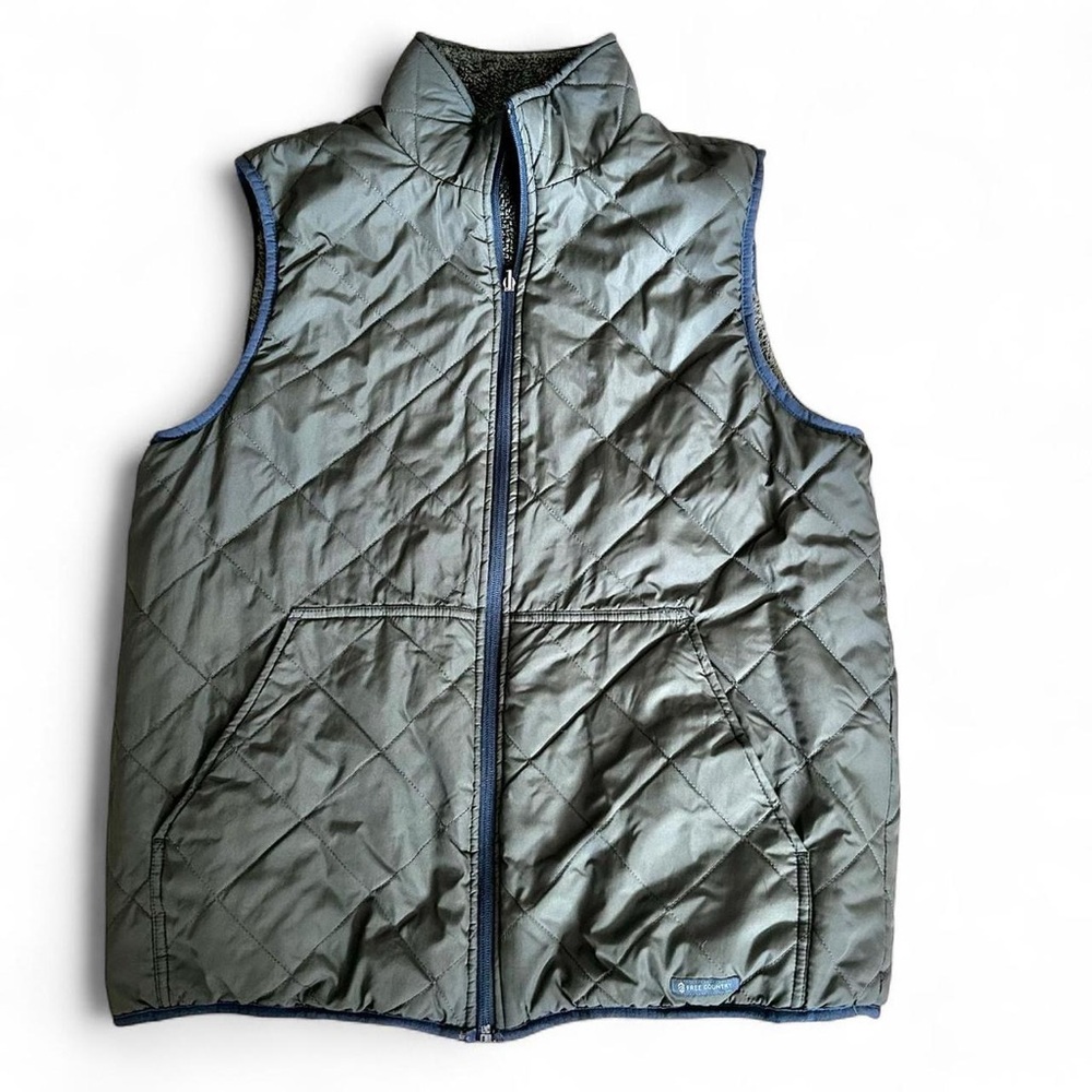 Free Country men’s Reversible army green quilted vest w reversible fleece Sz M